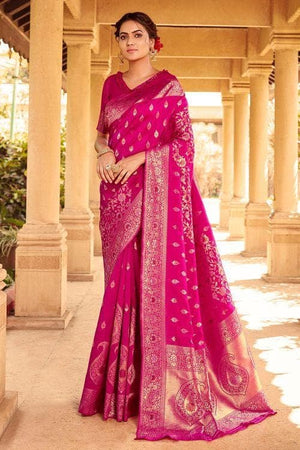 Red Violet Banarasi Saree