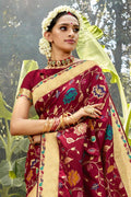 Reddish Brown Banarasi Saree