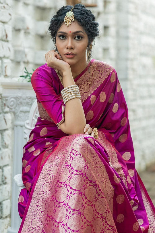 Rhubarb Purple Zari Butta Saree