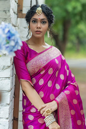 Rhubarb Purple Zari Butta Saree