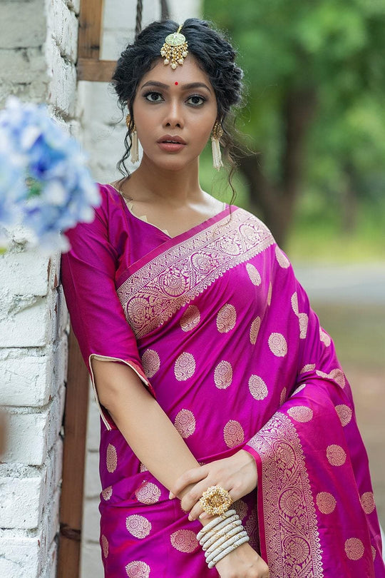 Rhubarb Purple Zari Butta Saree