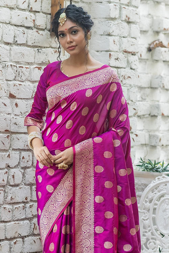 Rhubarb Purple Zari Butta Saree