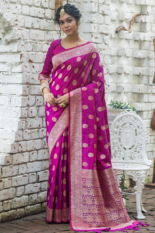 Rhubarb Purple Zari Butta Saree