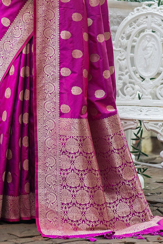 Rhubarb Purple Zari Butta Saree
