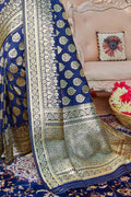 Banarasi Saree Ribbon Blue Zari Butta Woven Banarasi Saree saree online