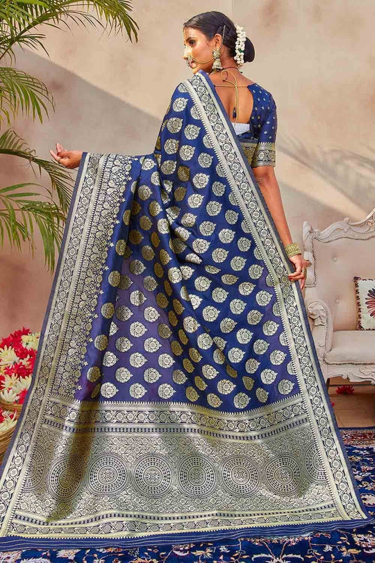 Banarasi Saree Ribbon Blue Zari Butta Woven Banarasi Saree saree online