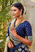 Banarasi Saree Ribbon Blue Zari Butta Woven Banarasi Saree saree online