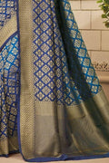 Ribbon Blue Zari Woven Banarasi Saree