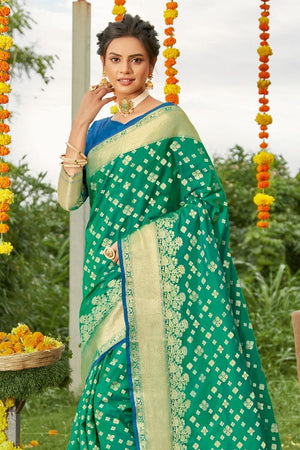 blue silk saree