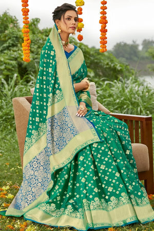 Rivulet Green Banarasi Saree