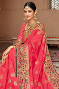 Rose pink banarasi  saree - Buy online on Karagiri - Free shipping to USA
