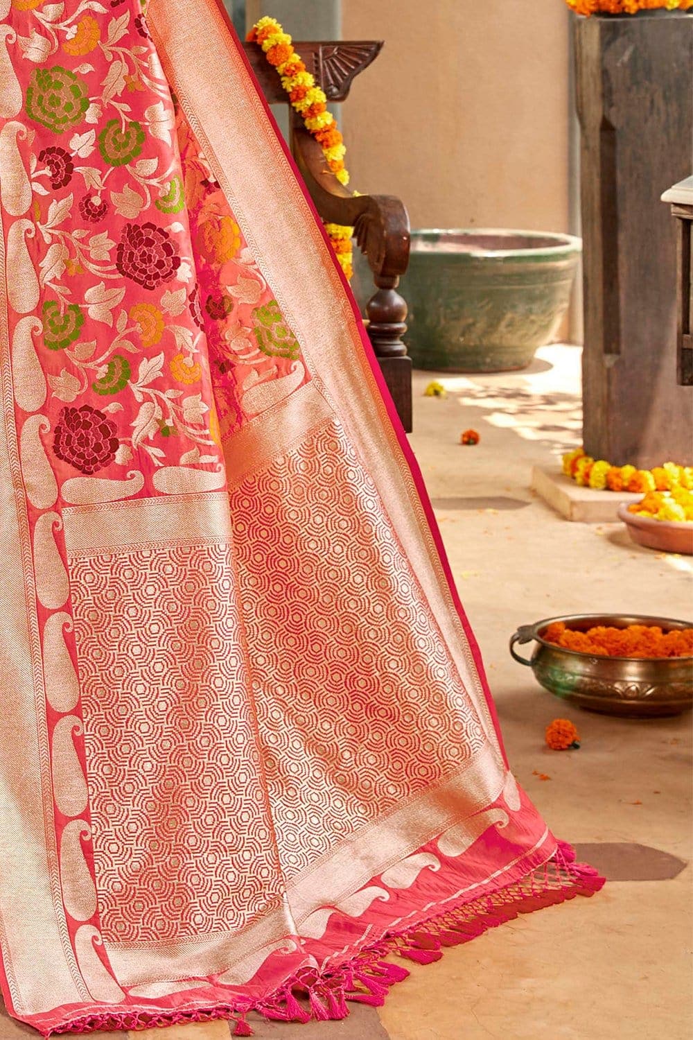 Banarasi Saree Rose Pink Banarasi Saree saree online