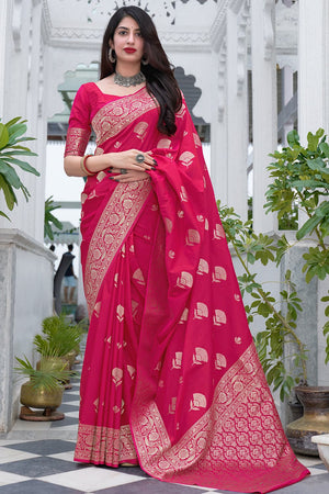 Rose Pink Banarasi Saree