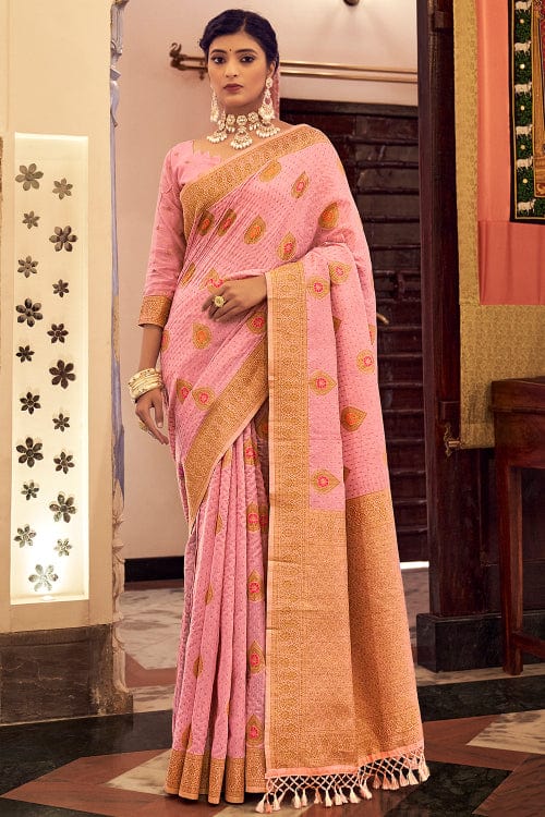 pink banarasi saree
