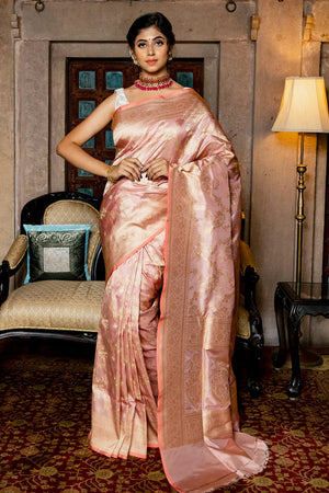 Rose Pink Banarasi Saree
