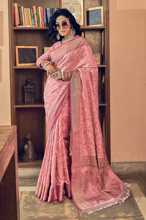 Rose Pink Banarasi Saree