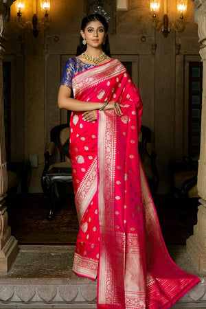 Rose Pink Banarasi Saree