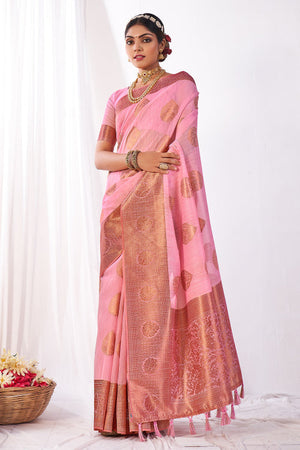 Rose Pink Banarasi Saree