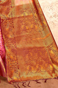Rose Pink Zari Butta Banarasi Saree