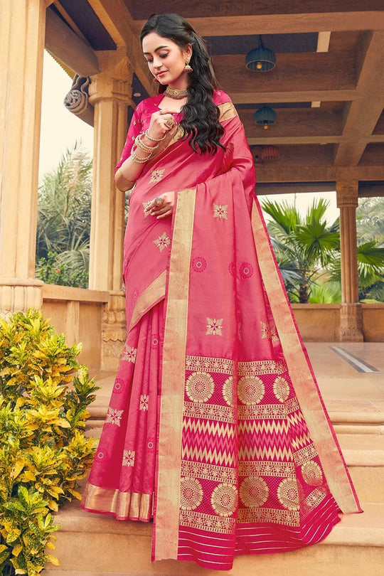Banarasi Saree Rose Pink Zari Woven Banarasi Saree saree online