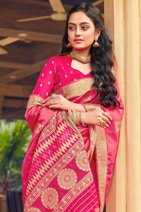 Banarasi Saree Rose Pink Zari Woven Banarasi Saree saree online
