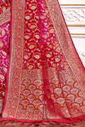 Banarasi Saree Rose Red And Fuchsia Pink Printed Banarasi Saree saree online