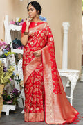Rose Red Banarasi Saree