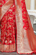 Rose Red Banarasi Saree