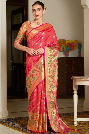 Rose Red Banarasi Saree