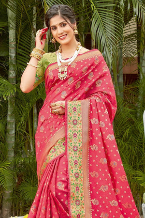 Rouge Pink Banarasi Saree