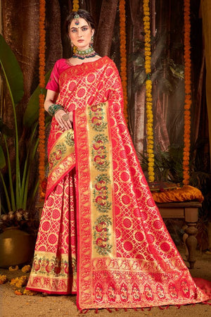 Rouge Pink Banarasi Saree