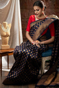 Royal Blue Small Butta Woven Banarasi Saree