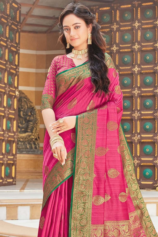 pink banarasi saree
