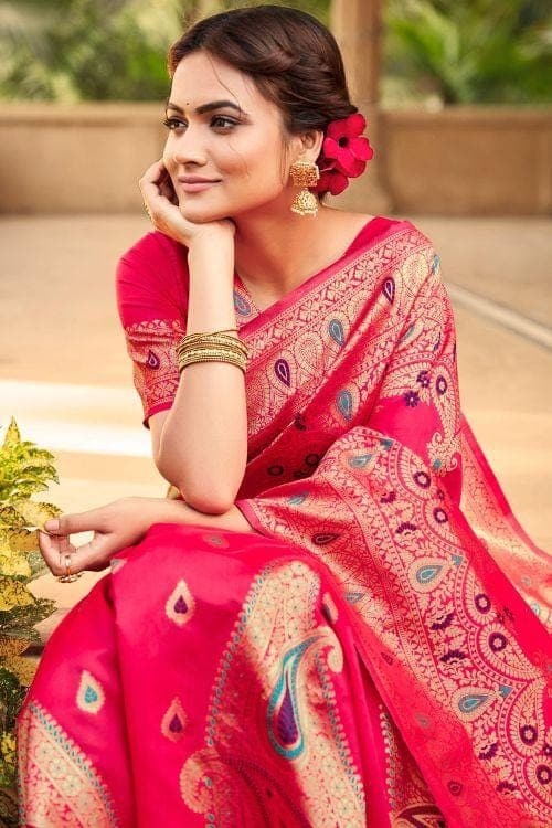 Banarasi Saree Ruby Pink Banarasi Saree saree online