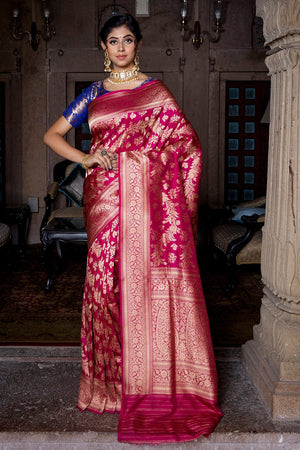 Ruby Pink Banarasi Saree