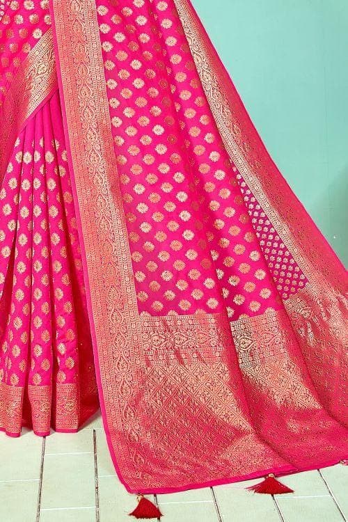 Banarasi Saree Ruby Pink Small Butta Woven Banarasi Saree saree online
