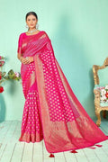 Banarasi Saree Ruby Pink Small Butta Woven Banarasi Saree saree online