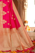 Buy Ruby pink  zari woven banarasi saree online - karagiri