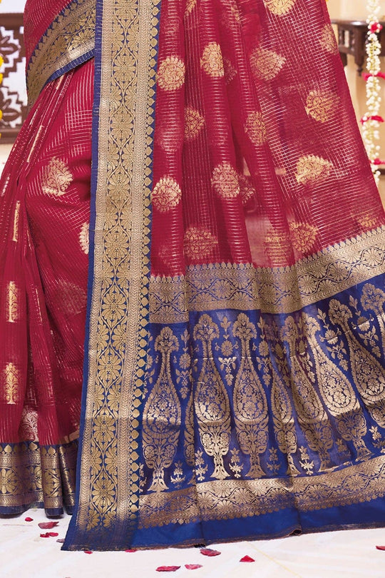 Banarasi Saree Ruby Pink Zari Woven Banarasi Saree saree online