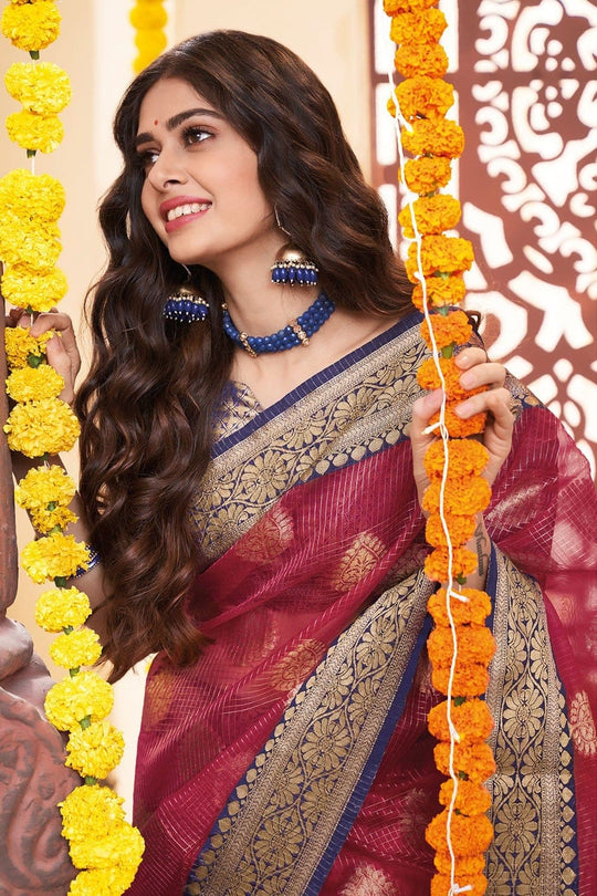 Banarasi Saree Ruby Pink Zari Woven Banarasi Saree saree online