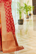 Buy Ruby red banarasi saree online at best price - Karagiri