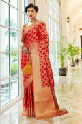 Buy Ruby red banarasi saree online at best price - Karagiri