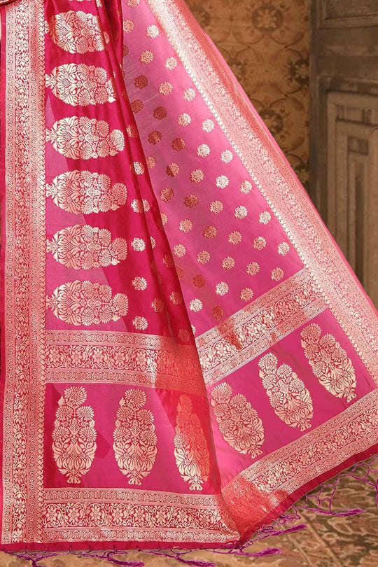 Ruby Red Printed Banarasi Saree
