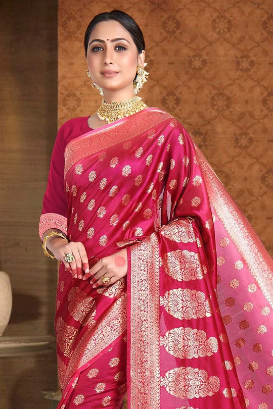 Banarasi Saree Ruby Red Printed Banarasi Saree saree online