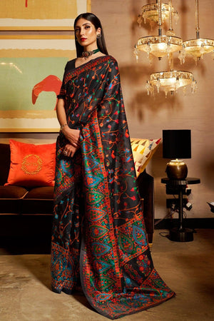 Sable Black Banarasi Saree