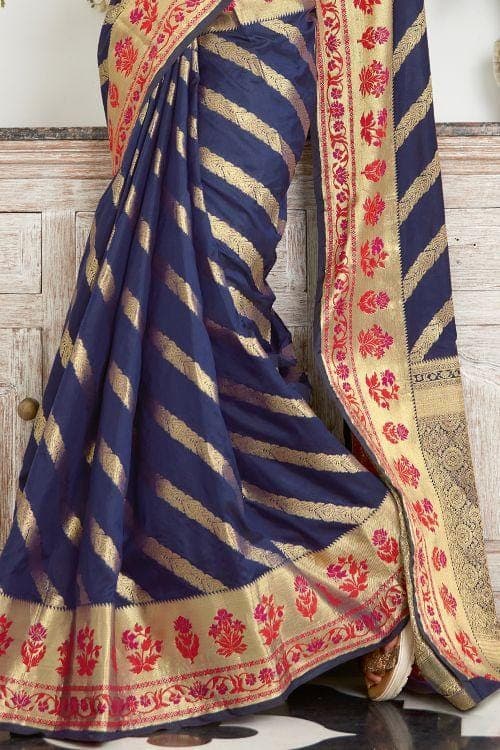 Banarasi Saree Sable Blue Banarasi Saree saree online