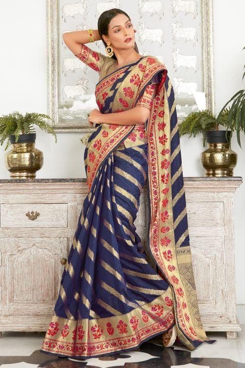 Banarasi Saree Sable Blue Banarasi Saree saree online