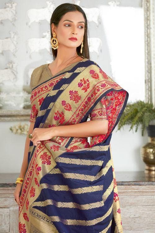 Banarasi Saree Sable Blue Banarasi Saree saree online