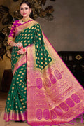 Sacramento Green Zari Butta Banarasi Saree