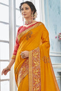 Banarasi Saffron Yellow Zari Woven Banarasi saree online